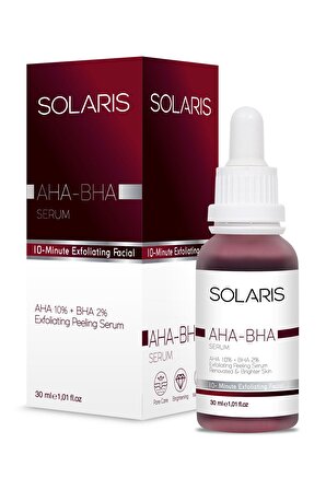Solaris Cilt Tonu Esitleyici Canlandirici Yüz Peeling Serum 30 ml Aha 10% + Bha 2%