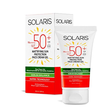 Solaris Yağlı Cilt Tipleri İçin Mat Bitişli Jel Güneş Kremi SPF 50+ (50 ml)