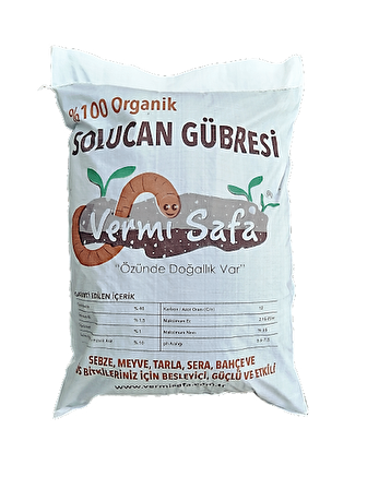 %100 Organik Vermisafa Katı Solucan Gübresi 10 KG Lamine Çuvallı