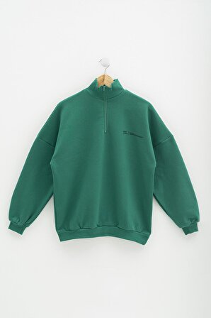 Fermuarlı Yeşil Sweatshirt
