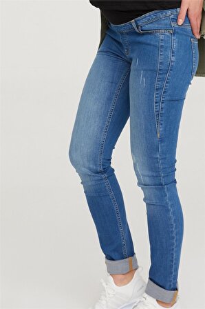 Hamile Jean Likralı Denim Pantolon Slim Fit Açık Mavi 1024 48-AÇIK MAVİ