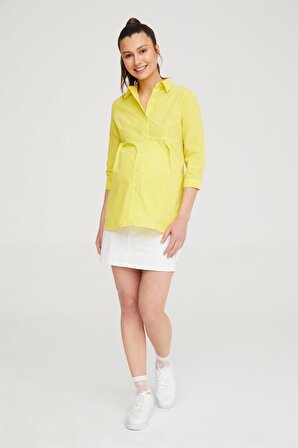 Vavien Cepsiz Normal Hamile Sarı Kadın Gömlek