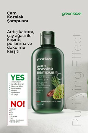 Greenlabel Çam Kozalak Ve Çay Ağacı Özlü Tuzsuz Parabensiz Sülfatsız Kepek Karşıtı Şampuan 400ml