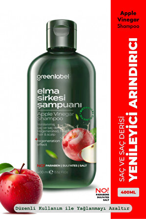 Greenlabel Elma Sirkesi Özlü Tuzsuz Parabensiz Sülfatsız Yenileyici Ve Arındırıcı Şampuan 400ml