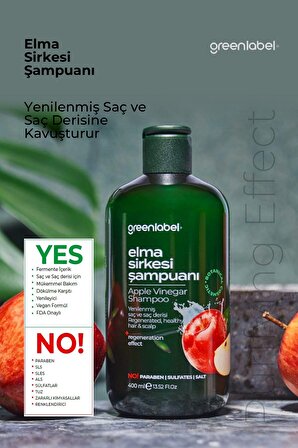 Greenlabel Elma Sirkesi Özlü Tuzsuz Parabensiz Sülfatsız Yenileyici Ve Arındırıcı Şampuan 400ml