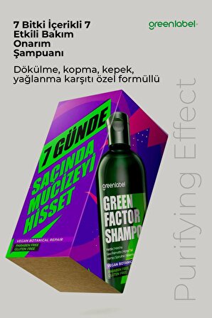 Green Factor 7 Bitkili Vegan Parabensiz Glutensiz Onarıcı Ve Yoğun Bakım Şampuanı 400ml.