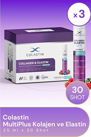 Colastin MultiPlus Kolajen ve Elastin 25 ml x 30 Shot-3 Adet