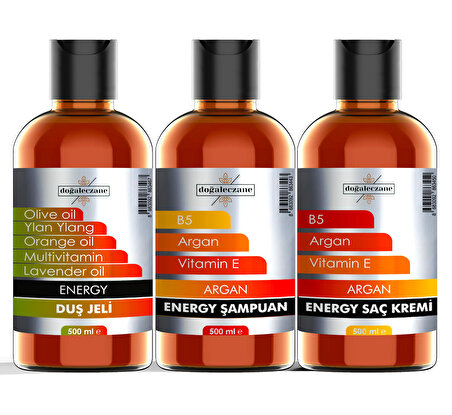 Dökülme Karşıtı Serum + Energy Şampuan + Energy Saç Kremi + Energy Duş Jeli Dörtlü Set 1500 ml.
