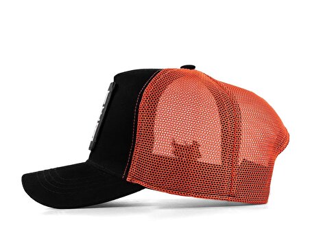 BlackBörk V1 Trucker Duckside - 1 Kod Logolu Unisex Siyah-Turuncu Şapka (Cap)