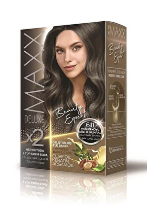 Maxx Deluxe Saç Boyası 6.11 Yoğun Koyu Küllü Kumral-Boyama Seti