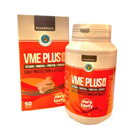 Pharmax VME Plus Köpek Vitamin Mineral Ve Enerji Desteği 50 Tablet