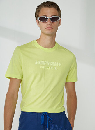 Murphy&Nye Bisiklet Yaka Düz Yeşil Erkek T-Shirt EMBOSS T-SHIRT