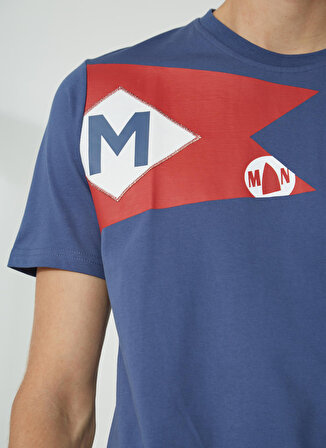 Murphy&Nye Bisiklet Yaka Düz İndigo Erkek T-Shirt FLAG TEE T-SHIRT