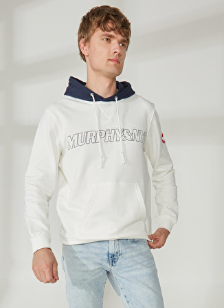 Murphy&Nye Kapüşon Yaka Düz Beyaz Erkek Sweatshırt FREIGHTER SWEATSHIRT