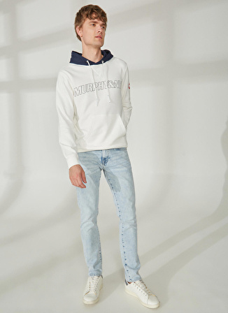 Murphy&Nye Kapüşon Yaka Düz Beyaz Erkek Sweatshırt FREIGHTER SWEATSHIRT