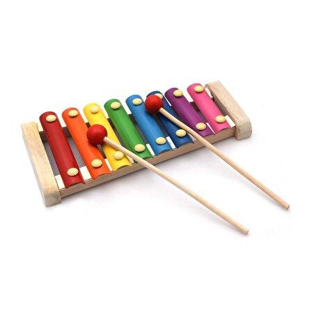 Hamaha Wooden Toys Doğal Ahşap Eğitici Oyuncak 8 Nota 8 Ton 8 Tuşlu Ksilofon