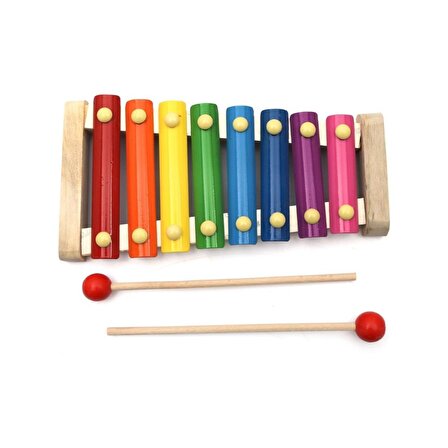 Hamaha Wooden Toys Doğal Ahşap Eğitici Oyuncak 8 Nota 8 Ton 8 Tuşlu Ksilofon