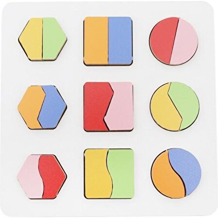 Hamaha Ahşap Eğitici Oyuncak Montessori Geometrik 2 Çizgi Şekiller Oyun Seti