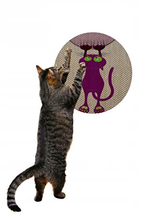 Glipet Desenli Çift Taraflı Kedi Tırmalama Paspası  Yuvarlak Purple 36*36 cm