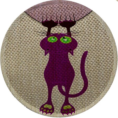 Glipet Desenli Çift Taraflı Kedi Tırmalama Paspası  Yuvarlak Purple 36*36 cm