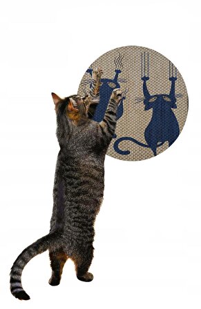 Glipet Desenli Çift Taraflı Kedi Tırmalama Paspası  Yuvarlak Twoblue 36*36 cm