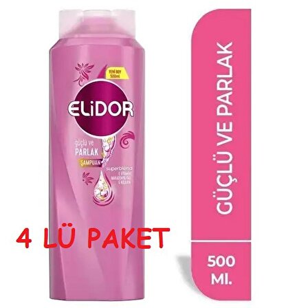 ELİDOR Superblend 2'si 1 Arada Şampuan ve Saç Bakım Kremi Güçlü ve Parlak 500 ML X 4 ADET