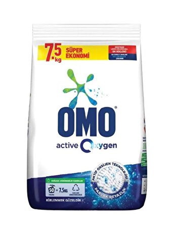 Omo Matik Çamaşır Deterjanı 7.5KG Active Oxygen / Beyazlar İçin (50 Yıkama)