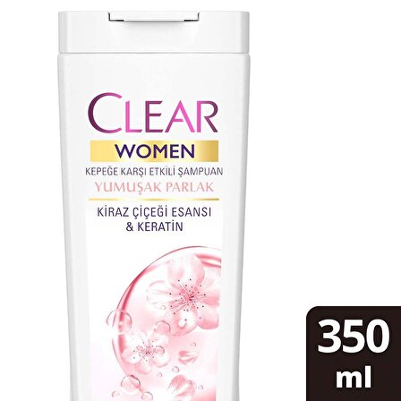 Women Şampuan Yumuşak Parlaklık 350ml  Kiraz Çiçeği Ve Keratin +Banyo Lifi Hediye  