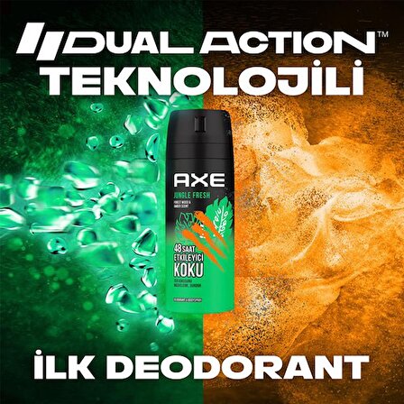 Axe Erkek Sprey Deodorant Jungle Fresh 150 Ml + Clear Men Saç Bakım Şampuanı Cool Sport Menthol 180 Ml