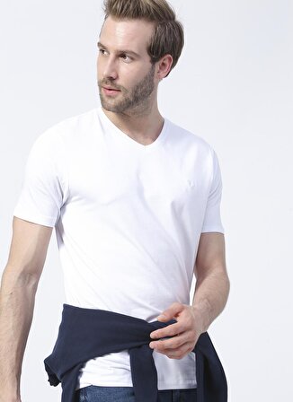 Fabrika Beyaz Erkek Basic Modal T-Shirt ROMEO-V