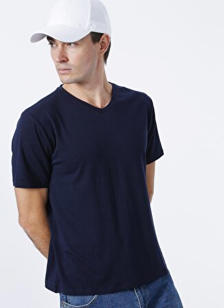 Fabrika Lacivert Erkek Basic Modal T-Shirt ROMEO-V