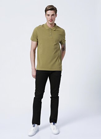 Limon Polo Yaka Düz Açık Haki Erkek T-Shirt SKOR21
