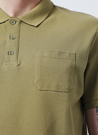 Limon Polo Yaka Düz Açık Haki Erkek T-Shirt SKOR21