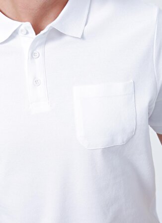 Limon Polo Yaka Düz Beyaz Erkek T-Shirt SKOR21