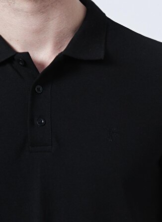 Fabrika Polo Yaka Düz Siyah Erkek T-Shirt BORAMIR-Y