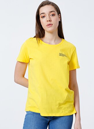 Aeropostale K-Metis-Y Bisiklet Yaka Kısa Kollu  Regular Fit Baskılı Sarı Kadın T-Shirt