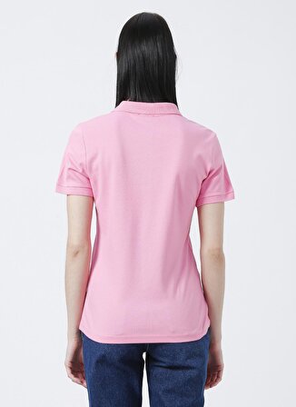 Fabrika Deep Polo Yaka  Basic Düz Açık Pembe Kadın T-Shirt