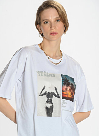 People By Fabrika Beyaz Kadın T-Shirt