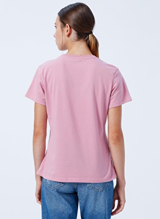 Aeropostale Bisiklet Yaka Nakışlı Pembe Kadın T-Shirt K-5920