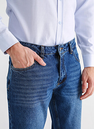 Fabrika Normal Bel Dar Paça Regular Fit Mavi Erkek Denim Pantolon FAB 14