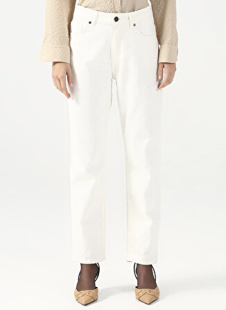 Fabrika Orta Bel Straight Paça Straight Beyaz Kadın Denim Pantolon TARO
