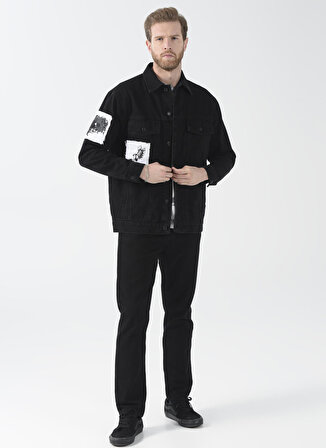 Black On Black Ceket Yaka Baskılı Antrasit Erkek T-Shirt E-ALAFO