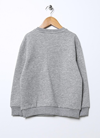 Aeropostale Gri Melanj Erkek Çocuk Bisiklet Yaka Baskılı Sweatshirt 22WAB04