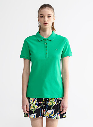 Aeropostale Polo Yaka Düz Yeşil Kadın T-Shirt 4163