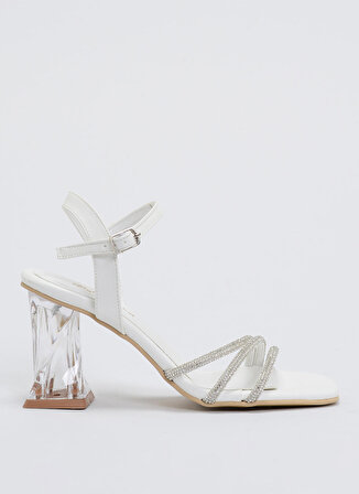 F By Fabrika Beyaz Kadın Kalın Topuklu Ayakkabı HERKABE