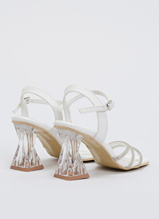 F By Fabrika Beyaz Kadın Kalın Topuklu Ayakkabı HERKABE