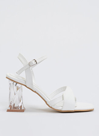 F By Fabrika Beyaz Kadın Kalın Topuklu Ayakkabı LUISOR