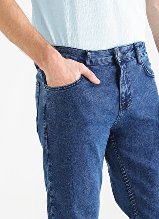 Fabrika Düşük Bel Dar Paça Slim Fit Mavi Erkek Denim Pantolon FAB 54