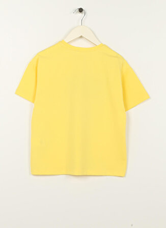 Aeropostale Sarı Kız Çocuk Bisiklet Yaka Düşük Omuz Oversize Düz T-Shirt 23SAG-37