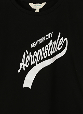 Aeropostale Siyah Kız Çocuk Bisiklet Yaka Kısa Kollu Baskılı T-Shirt 23SAG-41